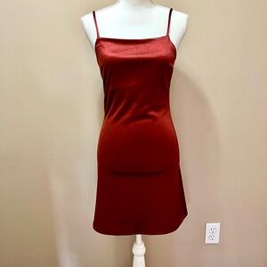 Altar’d State Rust Colored Satin Mini Dress Size Small